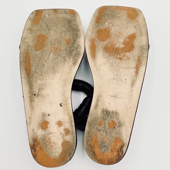 Nanushka Yola Faux Vegan Puff Leather Strappy Open Toe Flat Sandals Black EU 37 - Picture 13 of 14